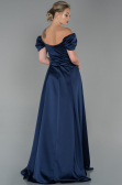 Long Navy Blue Satin Evening Dress ABU1716
