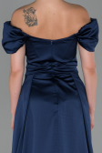 Long Navy Blue Satin Evening Dress ABU1716