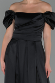 Long Black Satin Evening Dress ABU1716