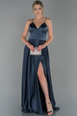 Anthracite Long Satin Engagement Dress ABU1458