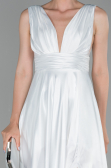 Long White Satin Evening Dress ABU1737