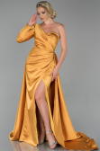 Long Mustard Satin Evening Dress ABU1715