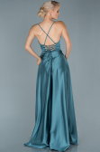 Mildew Green Long Satin Evening Dress ABU1843