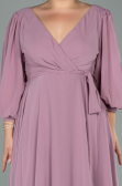 Midi Rose Colored Chiffon Oversized Evening Dress ABK1083