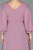 Midi Rose Colored Chiffon Oversized Evening Dress ABK1083