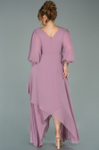 Midi Rose Colored Chiffon Oversized Evening Dress ABK1083