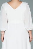 White Midi Chiffon Oversized Evening Dress ABK1083
