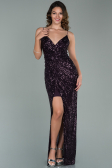 Long Dark Purple Scaly Prom Gown ABU1880