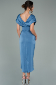 Short Indigo Satin Invitation Dress ABK1107