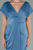 Short Indigo Satin Invitation Dress ABK1107