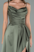 Long Olive Drab Satin Evening Dress ABU1843