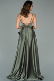 Long Olive Drab Satin Evening Dress ABU1843