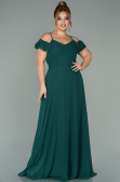 Long Emerald Green Chiffon Oversized Evening Dress ABU1892