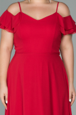 Long Red Chiffon Oversized Evening Dress ABU1892