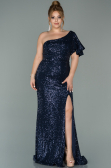 Long Navy Blue Oversized Evening Dress ABU1893
