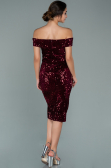 Short Burgundy Sequined Velvet Invitation Dress ABK1130