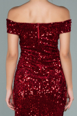 Short Red Sequined Velvet Invitation Dress ABK1130