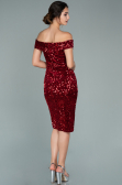 Short Red Sequined Velvet Invitation Dress ABK1130