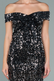 Short Black-Silver Sequined Velvet Invitation Dress ABK1130