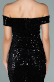 Short Black Sequined Velvet Invitation Dress ABK1130