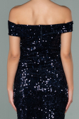 Short Navy Blue Sequined Velvet Invitation Dress ABK1130