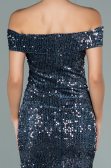 Short Indigo Sequined Velvet Invitation Dress ABK1130