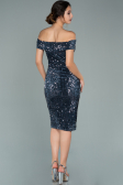 Short Indigo Sequined Velvet Invitation Dress ABK1130