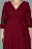 Burgundy Midi Chiffon Oversized Evening Dress ABK1083