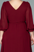 Burgundy Midi Chiffon Oversized Evening Dress ABK1083