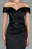 Long Black Satin Evening Dress ABU1943