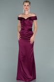 Long Plum Satin Evening Dress ABU1943