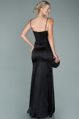 Long Black Satin Prom Gown ABU1938