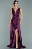Long Plum Satin Evening Dress ABU1737