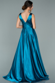 Oil Blue Long Satin Evening Dress ABU1737