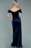 Long Navy Blue Velvet Evening Dress ABU1990