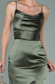 Olive Drab Long Satin Prom Gown ABU1938