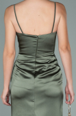 Olive Drab Long Satin Prom Gown ABU1938