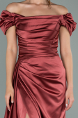 Navy Blue Long Satin Engagement Dress ABU1606