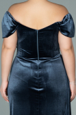 Long Anthracite Velvet Oversized Evening Dress ABU1991