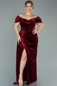 Long Burgundy Velvet Oversized Evening Dress ABU1991