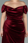 Long Burgundy Velvet Oversized Evening Dress ABU1991