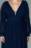 Long Navy Blue Chiffon Oversized Evening Dress ABU1988