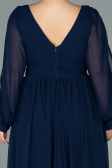 Long Navy Blue Chiffon Oversized Evening Dress ABU1988