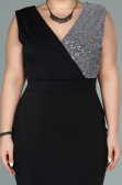 Long Black-Silver Oversized Evening Dress ABU1482
