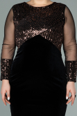 Short Copper Sequined Velvet Plus Size Evening Dress ABK1152