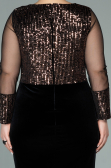 Short Copper Sequined Velvet Plus Size Evening Dress ABK1152