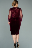 Short Burgundy Sequined Velvet Plus Size Evening Dress ABK1152