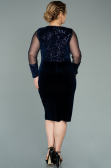 Short Navy Blue Sequined Velvet Plus Size Evening Dress ABK1152
