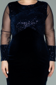 Short Navy Blue Sequined Velvet Plus Size Evening Dress ABK1152