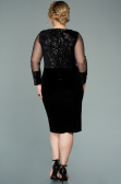 Short Black Sequined Velvet Plus Size Evening Dress ABK1152